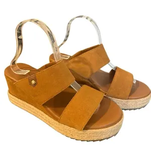 Joie genuine tan suede wedge espadrille sandals size 9.5 thumbnail 1