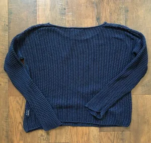 CALVIN KLEIN navy blue crochet sweater thumbnail 2