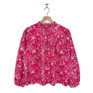 J. Crew Floral Popover Blouse Blushing Meadow Sz S NWT thumbnail 3
