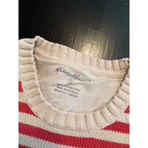 Eddie‎ Bauer Womens Red Cream Striped Cotton Crewneck Sweater Size Small thumbnail 4