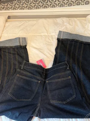 Edikted Dark Wash Wide Leg Cuffed Jeans NWT | XS thumbnail 4
