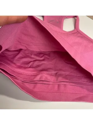 Jockey Pink Ribbed Sports Bra Size L Racerback Stretch Comfort Activewear thumbnail 7