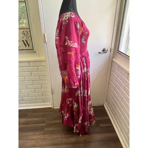 Free People Morning Glory Maxi Dress Small smocked lace boho cowgirl‎ maximalist thumbnail 5