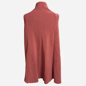 GILI M/L Cape Sweater Terracotta Orange Mock Neck Snap Button Poncho Fall‎ Cozy thumbnail 3