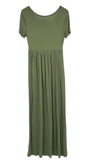 Olive Green Stretchy Maternity Baby Shower Pregnant Party Photos Maxi Dress M thumbnail 2