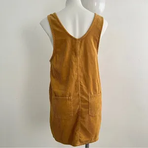 NEW Blue Spice Corduroy Overall jumpsuit Dress Mustard yellow MEDIUM boho thumbnail 7