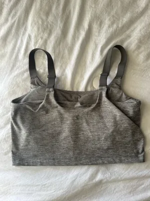 Aerie Offline The Hugger Longline Sports Bra Grey thumbnail 5
