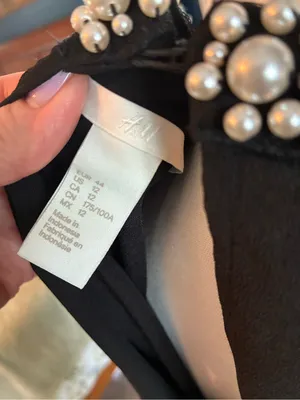 H&M Black Pearl-Trimmed Dress Size 12 thumbnail 7