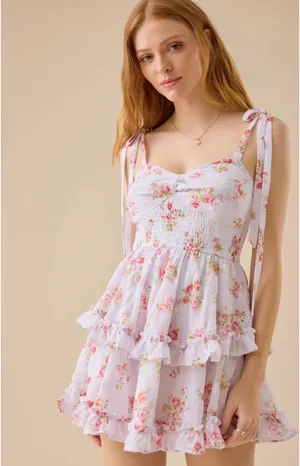 Altar'd State Dress Floral Mini Small Tie Straps never worn thumbnail 3