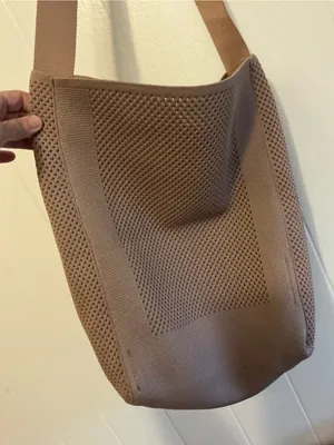 Rare Out Of Stock Brown Taupe Everlane Knit Woven Slouchy Shoulder Tote Handbag thumbnail 2