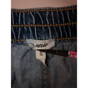 Aerie Denim Shorts Size XL Elastic Distressed Light Wash Blue Relaxed Fit Boho thumbnail 2