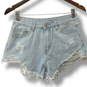 SHEIN | EUC Light Blue High-Waist Distressed Denim Shorts (size S) thumbnail 3