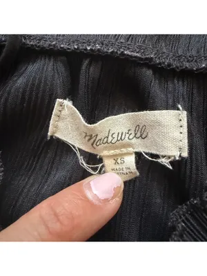 Madewell Nicole Plisse Crinkle Pleated Ruffle Cami Tank Top Black Women Size XS thumbnail 6