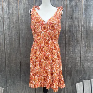 Cupshe Orange Printed Bohemian Sleeveless Mini Sundress Size XL thumbnail 4