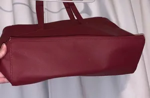 Dark Red faux leather Handbag Large Multi Compartment thumbnail 4