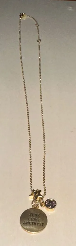 Gold Amethyst Pendant Necklace thumbnail 1