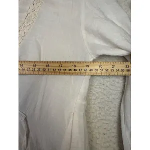 Free People Dress Small‎ Womens White Boho Peasant Ruffle Hem Lace Trim Festive thumbnail 4