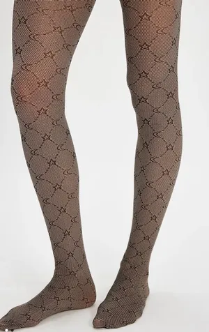 Free People Starcrossed Monogrammed Tights NEW by Hansel From Basel Black S/M thumbnail 1