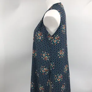 Lularoe small teal orange sleeveless open cardigan duster thumbnail 4