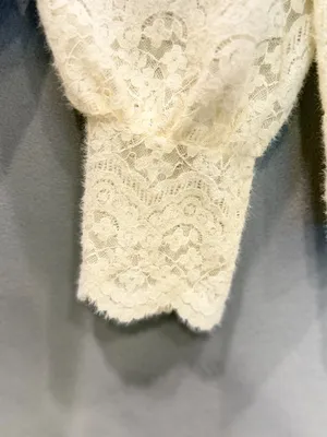 Cream Lace Cardigan Cottagecore Boho‎ Fairycore Romantic Sheer Floral Lace Top thumbnail 3