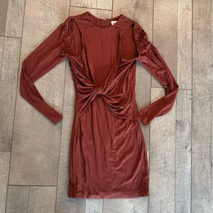 superdown Alexis Cut Out Wrap Mini Dress in Rust Orange Brown thumbnail 4