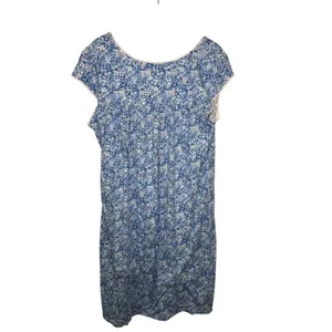 Eileen West Blue Floral Knit Short Nightgown Size Medium Cap Sleeves Lace thumbnail 3