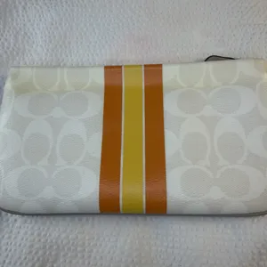 Coach Varsity Large Wristlet Chalk with Orange and Yellow Stripes thumbnail 3