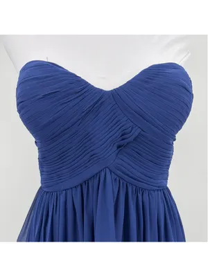 Donna Morgan Navy Blue Silk Mini Dress Strapless Pleated Cocktail Party Homecoming Formal 6 thumbnail 3