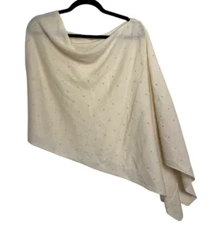 In Cashmere Merino Wool Cashmere Cream Pearl Poncho Shawl Topper One Size thumbnail 1