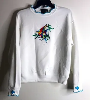 Vtg embroidered‎ fish pullover sweater size medium 90s granny cute retro thumbnail 1