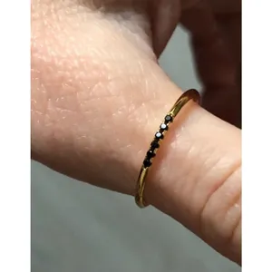 Boutique NEW Dainty‎ 14k Gold Plated S925 Ring Black Melee Stackable Minimalist Band Sz 8 thumbnail 7
