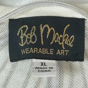 Bob Mackie Wearable Art Cream Embellished Sequin Bead Cardigan Sweater XL thumbnail 3