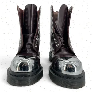 Dr. Martens Grasp Oxblood Red Boots Exposed Steel Toe Edgy Grunge Utility UK 5 thumbnail 7