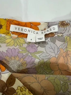 Veronica Beard Silk Floral Ruffle Midi Skirt Asymmetric Garden- 4 thumbnail 4