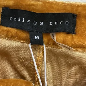 Endless Rose Velvet Wide Leg Pants Yellow Mustard Pleated JL736P Womens Size M thumbnail 6
