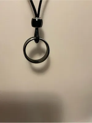 Elegant Black Cord Necklace with Ring Pendant thumbnail 3