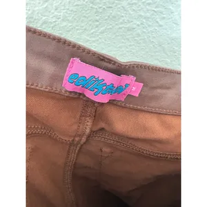 Edikted Luna Faux Leather Mid Rise Flared Jeans Size Medium Brown Chic thumbnail 6