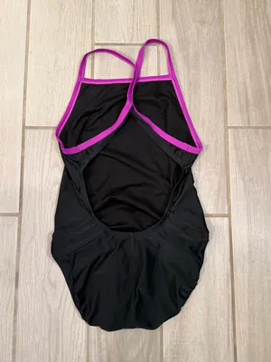 Nike Black One-Piece Swimsuit with Purple Trim thumbnail 4