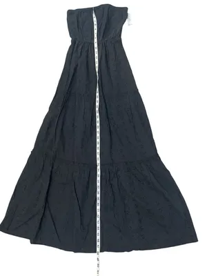 Cottagecore Old Navy Women’s Black Strapless Tiered Eyelet Maxi Dress Prairie thumbnail 4
