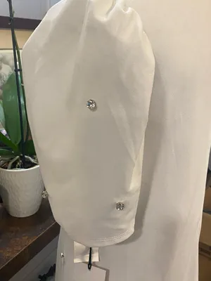 NWT Crystal Doll White Mini Dress with Puff Sleeves and Rhinestones Accents thumbnail 7