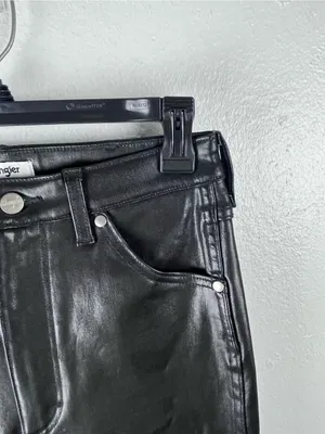 WRANGLER Walker 677 High Rise Slim Black Faux Leather Jeans Size 27 Cowgirl Rode thumbnail 9
