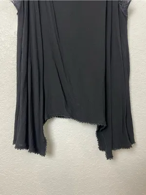 Free People Intimately Black Lace-Trim Camisole with Hanker-chief Hem Size L thumbnail 5