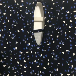 ALYA‎ blue white geometric dress women’s size XXS fit flare knee length thumbnail 7