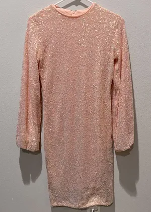 Pink Sequence Long Sleeve Dress thumbnail 1