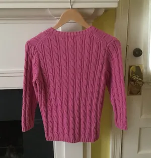 Gap Vintage Cable Knit Cardigan Sweater Pink - Sz S thumbnail 2