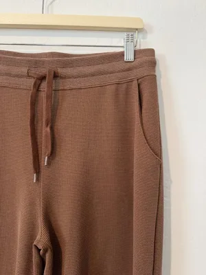 American Tall Waffle Knit Wide Leg Pants Size Medium Extra Tall Brown Lounge thumbnail 4