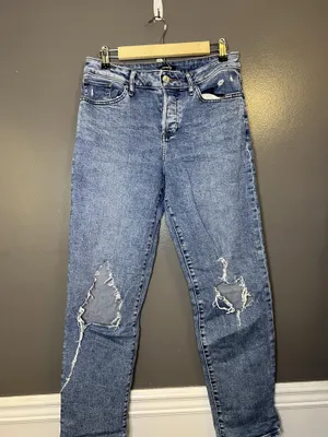Express Boyfriend Mid Rise Jeans Womens 6L Light Blue Distressed Stretch Denim thumbnail 2