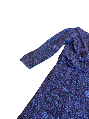 Patagonia Purple Blue Paisley Floral Dress Long Sleeve V Neck Fit Medium Women's thumbnail 10