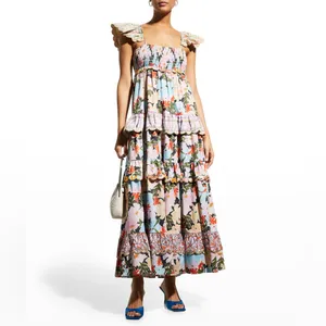 NWT CeliaB Tiered Ruffle Maxi Dress Blue thumbnail 8