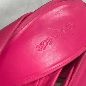 Open Edit Pink Knot Platform Mules Square Toe Block Heel‎ Sandals Womens 7 thumbnail 4